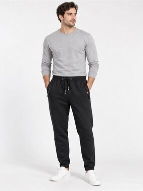 Best Classic Black Fleece Lined Jogger Pants Size M Zip Pockets